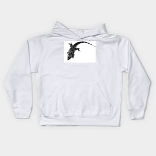 Black and White Tegu Lizard Kids Hoodie